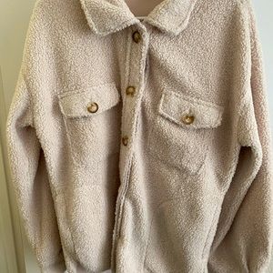 Vici Baxter Pocketed Sherpa Jacket- Cream small/medium OVERSIZED